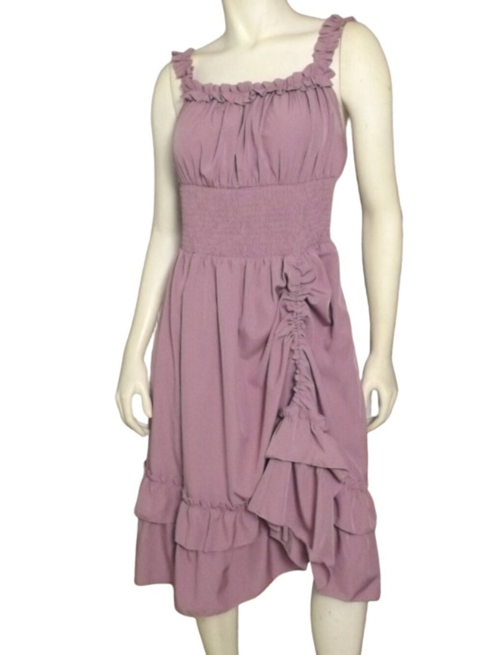 SCARLET DARKNESS Dress, L, Pastel purple, Ruffle shoulders/straps, Cinch Skirt - Picture 5 of 14